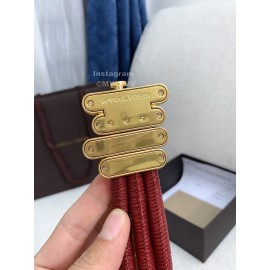 Bv New Sheepskin Pure Copper Gilt Buckle Elastic Belts For Women Red