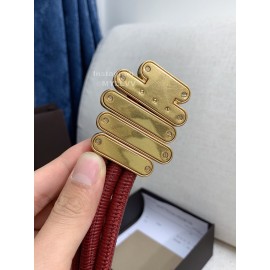 Bv New Sheepskin Pure Copper Gilt Buckle Elastic Belts For Women Red