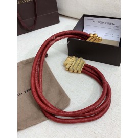 Bv New Sheepskin Pure Copper Gilt Buckle Elastic Belts For Women Red