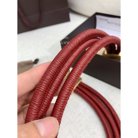 Bv New Sheepskin Pure Copper Gilt Buckle Elastic Belts For Women Red