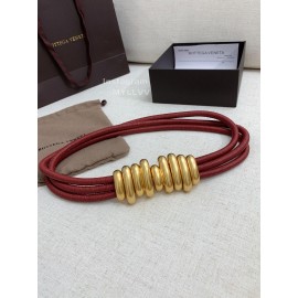 Bv New Sheepskin Pure Copper Gilt Buckle Elastic Belts For Women Red