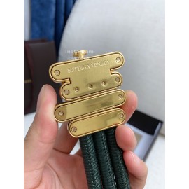 Bv New Sheepskin Pure Copper Gilt Buckle Elastic Belts For Women Green