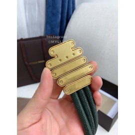 Bv New Sheepskin Pure Copper Gilt Buckle Elastic Belts For Women Green