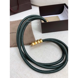 Bv New Sheepskin Pure Copper Gilt Buckle Elastic Belts For Women Green