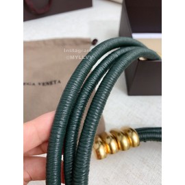 Bv New Sheepskin Pure Copper Gilt Buckle Elastic Belts For Women Green