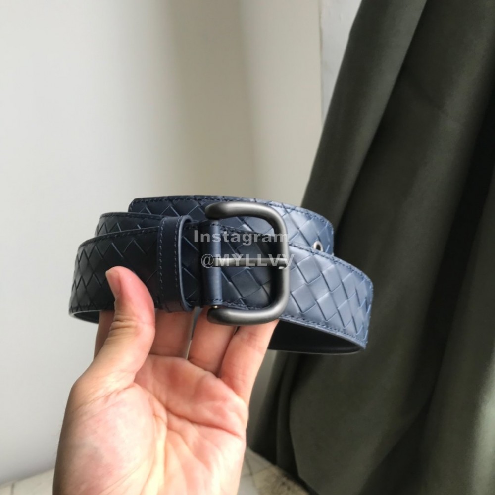 Bv Woven Calf Gun Color Pin Buckle 40mm Belts For Men Blue