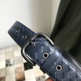 Bv Woven Calf Gun Color Pin Buckle 40mm Belts For Men Blue