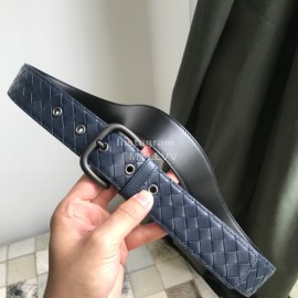 Bv Woven Calf Gun Color Pin Buckle 40mm Belts For Men Blue