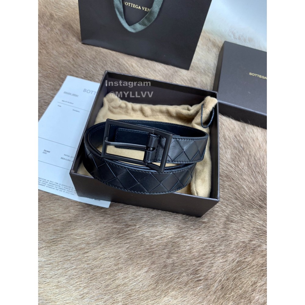 Bv Black Woven Calf Gun Color Pin Buckle 30mm Belts