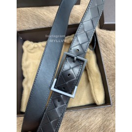 Bv Black Woven Calf Gun Color Pin Buckle 30mm Belts