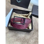 Bv Woven Calf Gun Color Pin Buckle 30mm Belts Wine Red