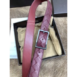 Bv Woven Calf Gun Color Pin Buckle 30mm Belts Wine Red