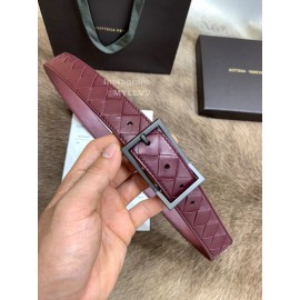 Bv Woven Calf Gun Color Pin Buckle 30mm Belts Wine Red