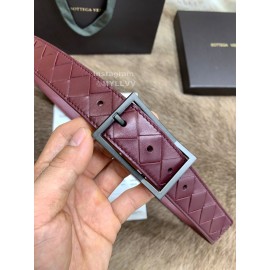 Bv Woven Calf Gun Color Pin Buckle 30mm Belts Wine Red