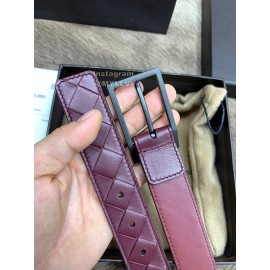 Bv Woven Calf Gun Color Pin Buckle 30mm Belts Wine Red