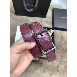 Bv Woven Calf Gun Color Pin Buckle 30mm Belts Wine Red