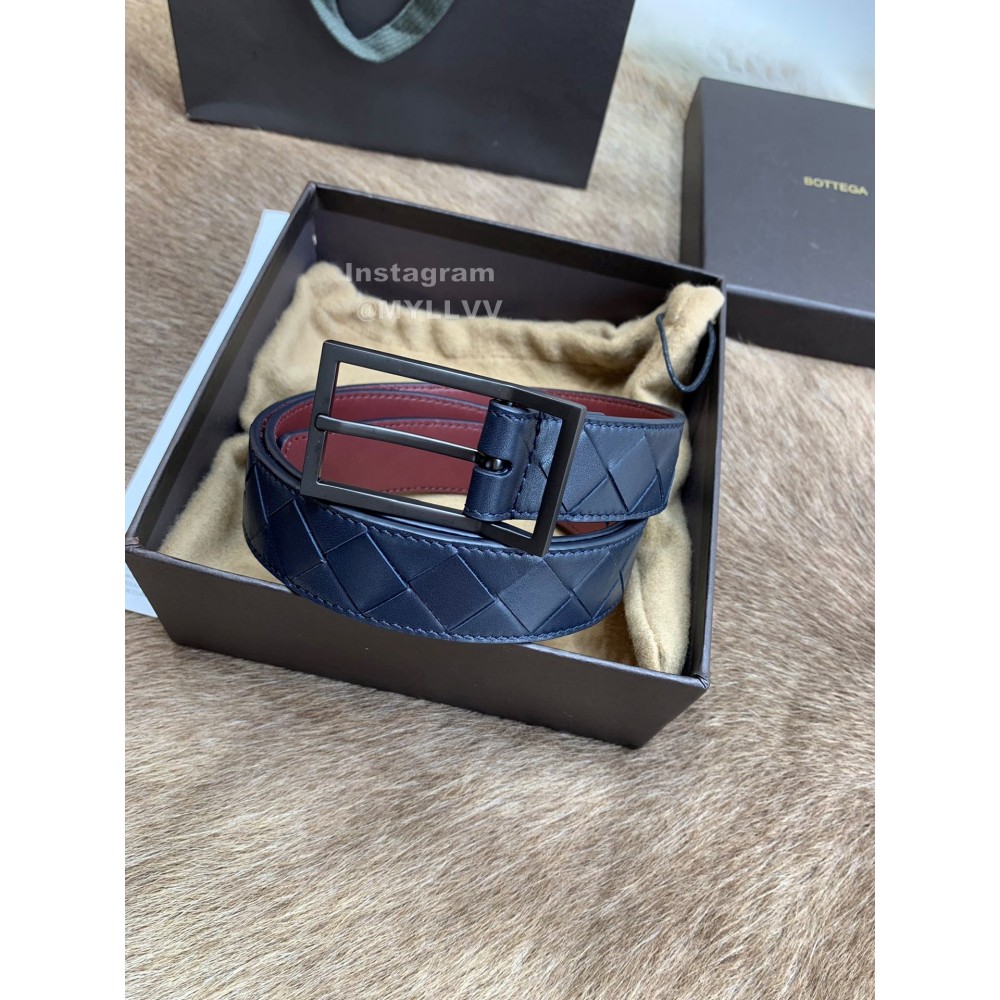 Bv Woven Calf Gun Color Pin Buckle 30mm Belts Navy