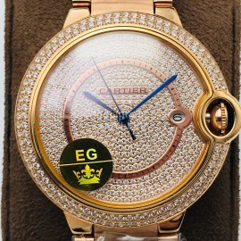 Cartier Eg Factory 42mm Diamond Dial Watch Rose Gold