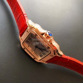 Cartier Santos Quick Switch Strap Diamond Watch Red