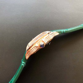 Cartier Santos Quick Switch Strap Diamond Watch Green