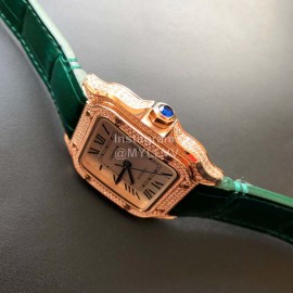 Cartier Santos Quick Switch Strap Diamond Watch Green