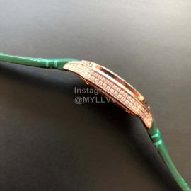 Cartier Santos Quick Switch Strap Diamond Watch Green