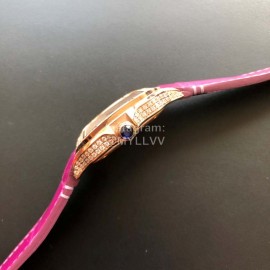 Cartier Santos Quick Switch Strap Diamond Watch Purplish Red