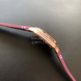 Cartier Santos Quick Switch Strap Diamond Watch Purplish Red