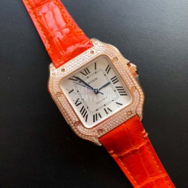 Cartier Santos Quick Switch Strap Diamond Watch Orange