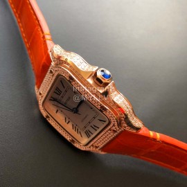 Cartier Santos Quick Switch Strap Diamond Watch Orange