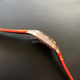 Cartier Santos Quick Switch Strap Diamond Watch Orange