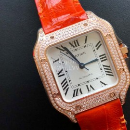 Cartier Santos Quick Switch Strap Diamond Watch Orange