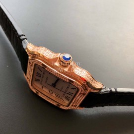 Cartier Santos Quick Switch Strap Diamond Watch Black