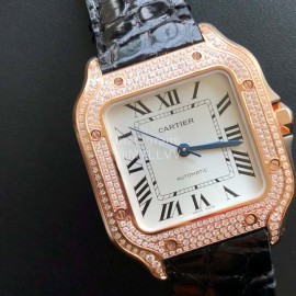 Cartier Santos Quick Switch Strap Diamond Watch Black