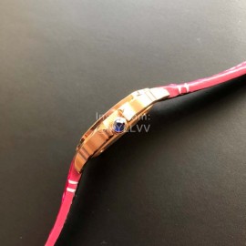 Cartier Santos Quick Switch Strap Diamond 30m Waterproof Watch Rose Red