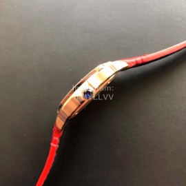 Cartier Santos Quick Switch Strap Diamond 30m Waterproof Watch Red