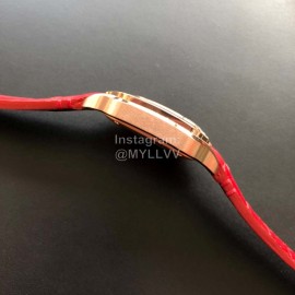 Cartier Santos Quick Switch Strap Diamond 30m Waterproof Watch Red