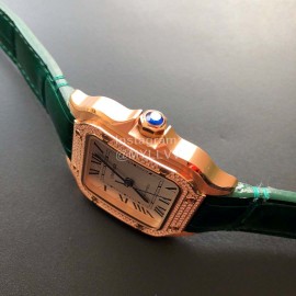 Cartier Santos Quick Switch Strap Diamond 30m Waterproof Watch Green