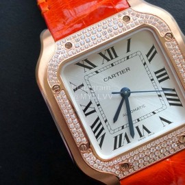 Cartier Santos Quick Switch Strap Diamond 30m Waterproof Watch Orange