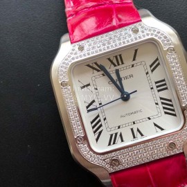 Cartier Quick Switch Strap 30m Waterproof Diamond Santos Watch Rose Red