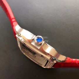 Cartier Quick Switch Strap 30m Waterproof Diamond Santos Watch Red