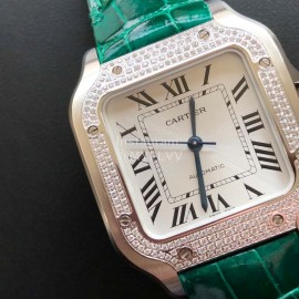 Cartier Quick Switch Strap 30m Waterproof Diamond Santos Watch Green