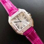 Cartier Quick Switch Strap 30m Waterproof Diamond Santos Watch Purplish Red