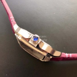 Cartier Quick Switch Strap 30m Waterproof Diamond Santos Watch Purplish Red