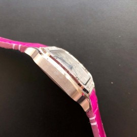 Cartier Quick Switch Strap 30m Waterproof Diamond Santos Watch Purplish Red