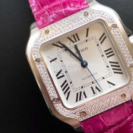 Cartier Quick Switch Strap 30m Waterproof Diamond Santos Watch Purplish Red