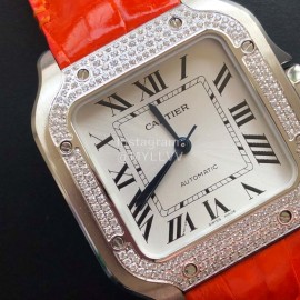 Cartier Quick Switch Strap 30m Waterproof Diamond Santos Watch Orange