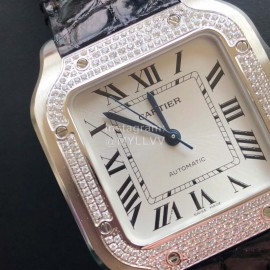 Cartier Quick Switch Strap 30m Waterproof Diamond Santos Watch Black