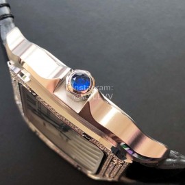 Cartier Quick Switch Strap 30m Waterproof Diamond Santos Watch Black