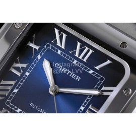 Cartier Santos Series Square Dial Steel Strap Watch Blue